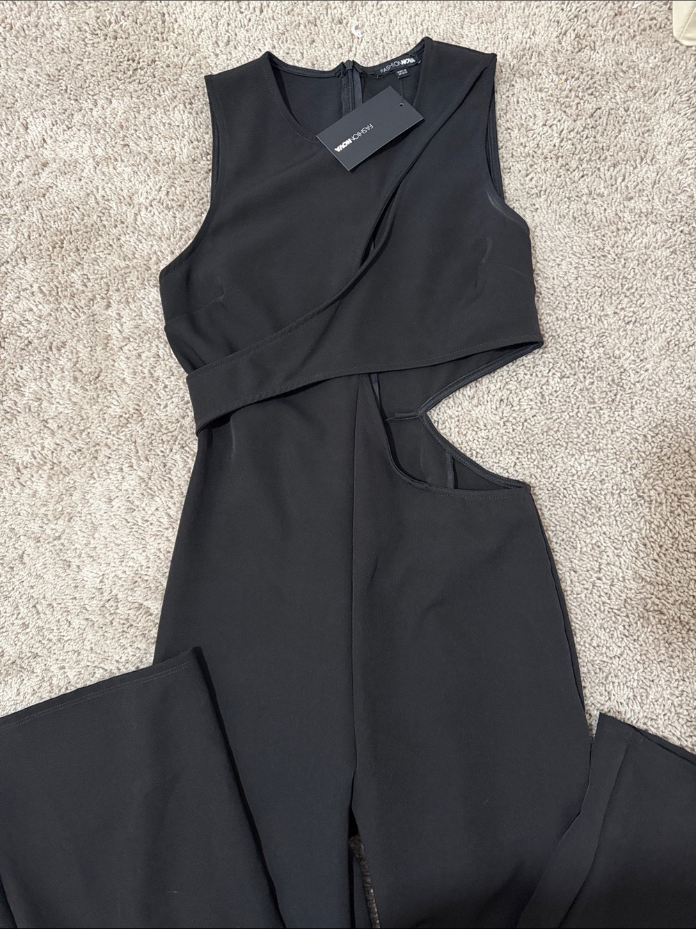 Fashion Nova Black Cutout Sleeveless Jumpsuit